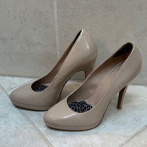 Elle Nude Patent Platform Pumps